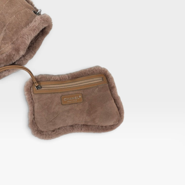 Vintage Shearling and Suede Choco Bar Tote