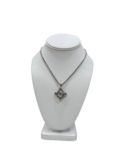 Blue Topaz Renaissance Cross Pendant Necklace