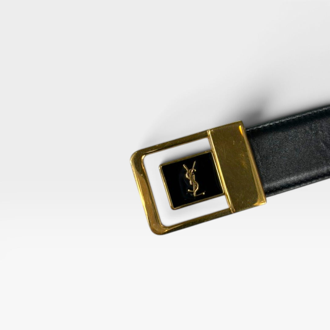 Square Buckle LA 66 Gold and Black Belt | Size 80