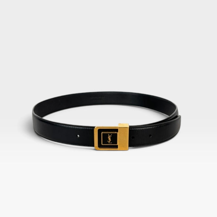 Square Buckle LA 66 Gold and Black Belt | Size 80