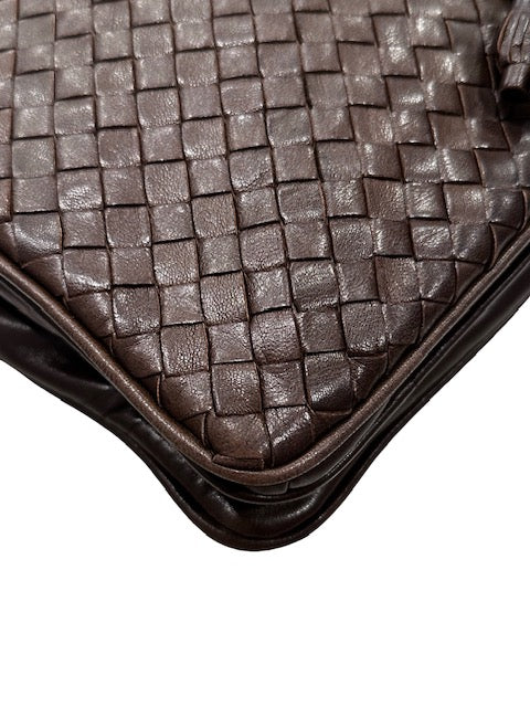 Vintage Intrecciato Leather Tassel Clutch Bag