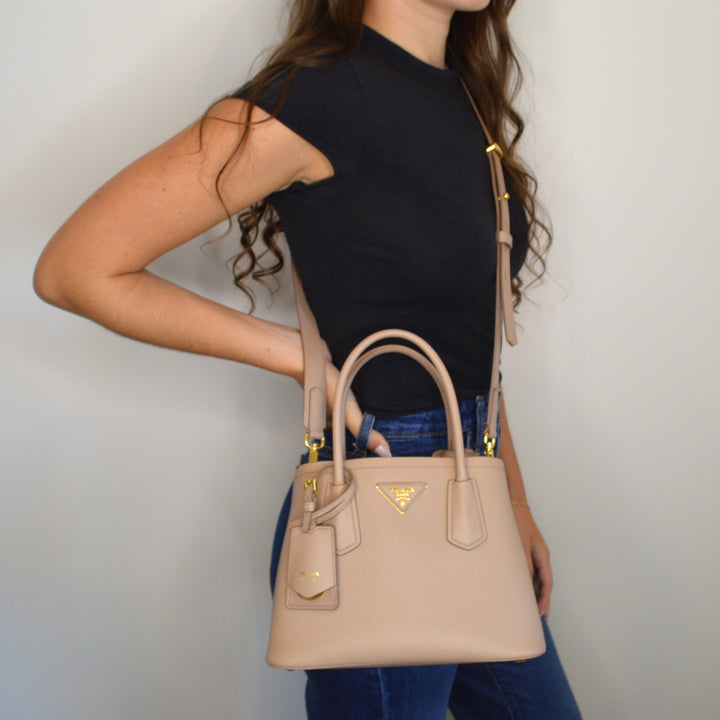 Double Small Saffiano Leather Bag