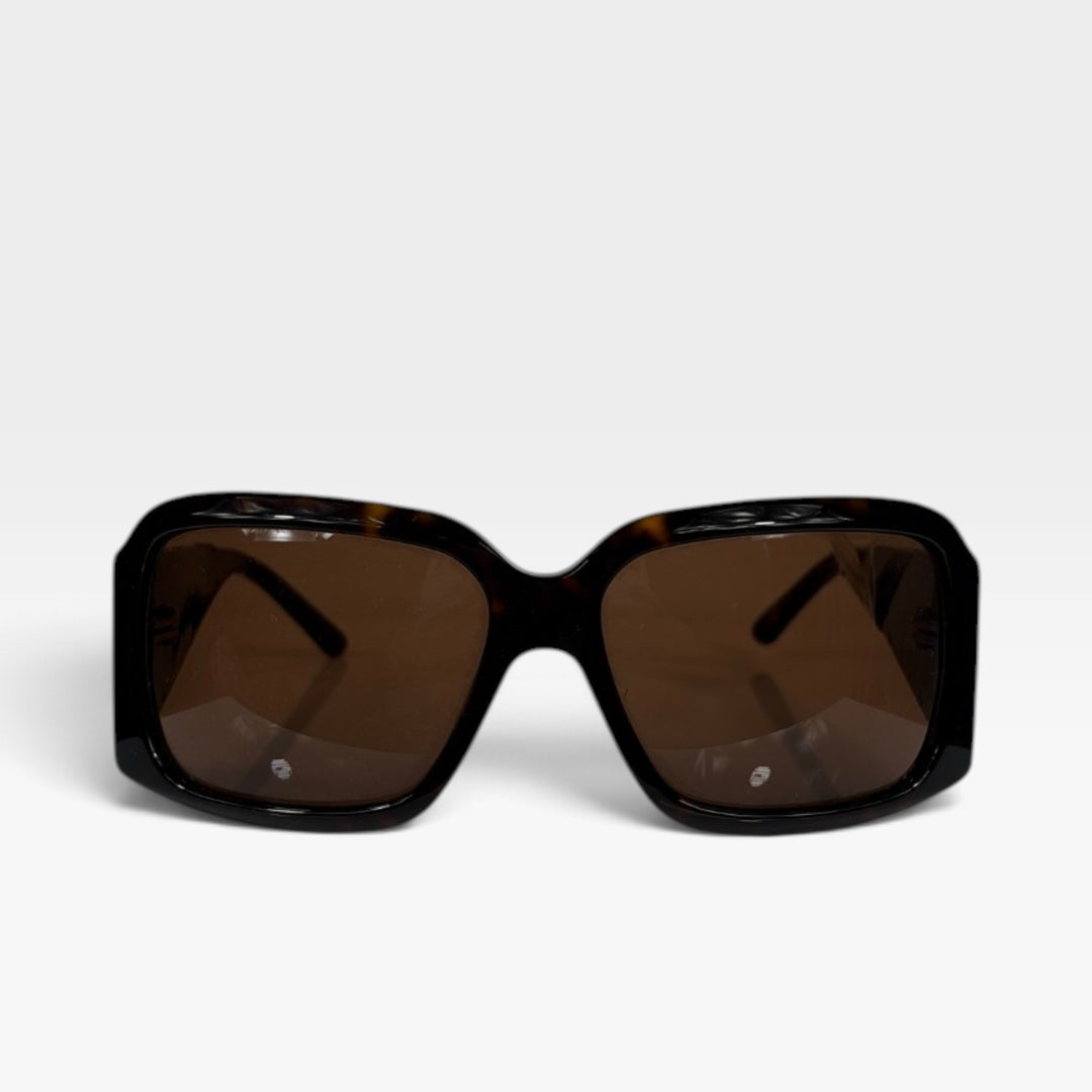 Square Snakeskin Trim Sunglasses