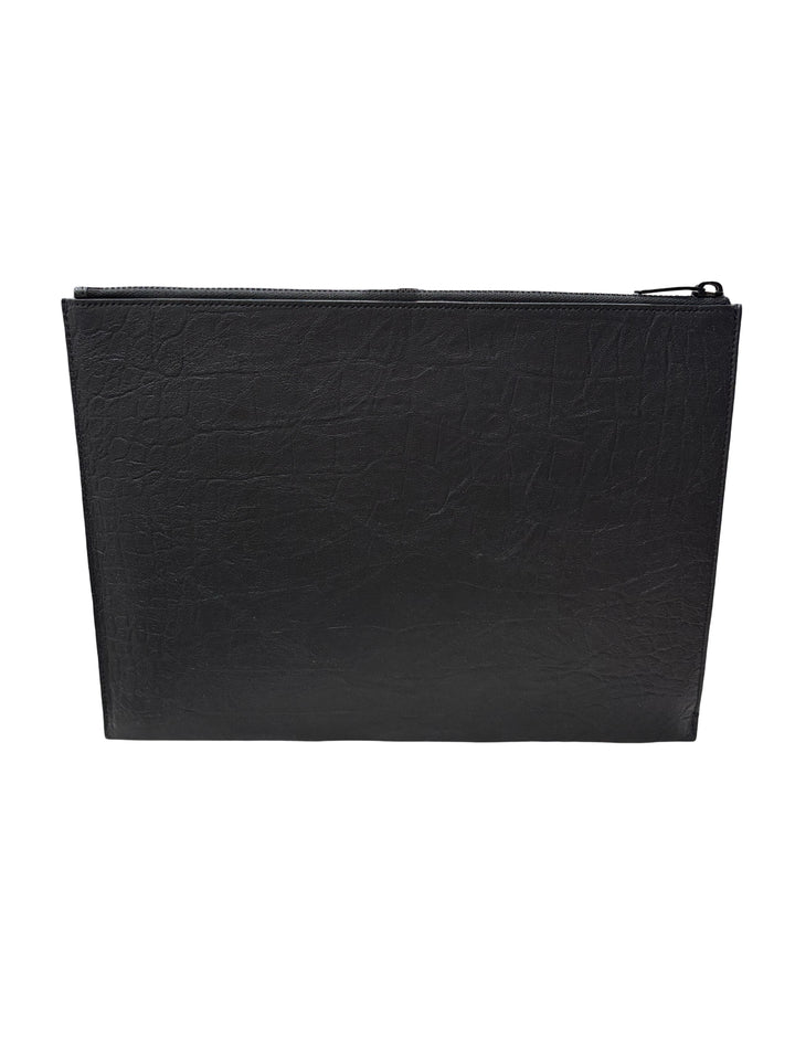 Cassandre Zipped Tablet Holder in Crocodile-Embossed Leather