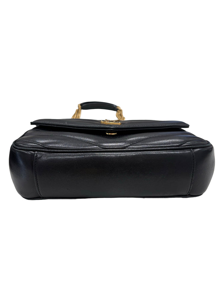 LOULOU small in MATELASSÉ Black lambskin