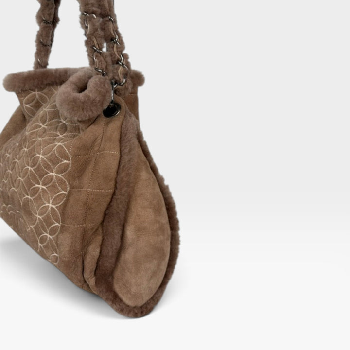Vintage Shearling and Suede Choco Bar Tote