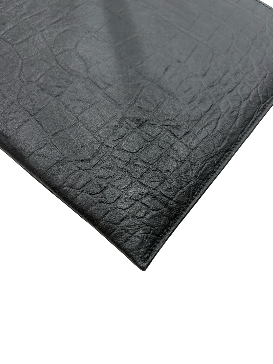 Cassandre Zipped Tablet Holder in Crocodile-Embossed Leather