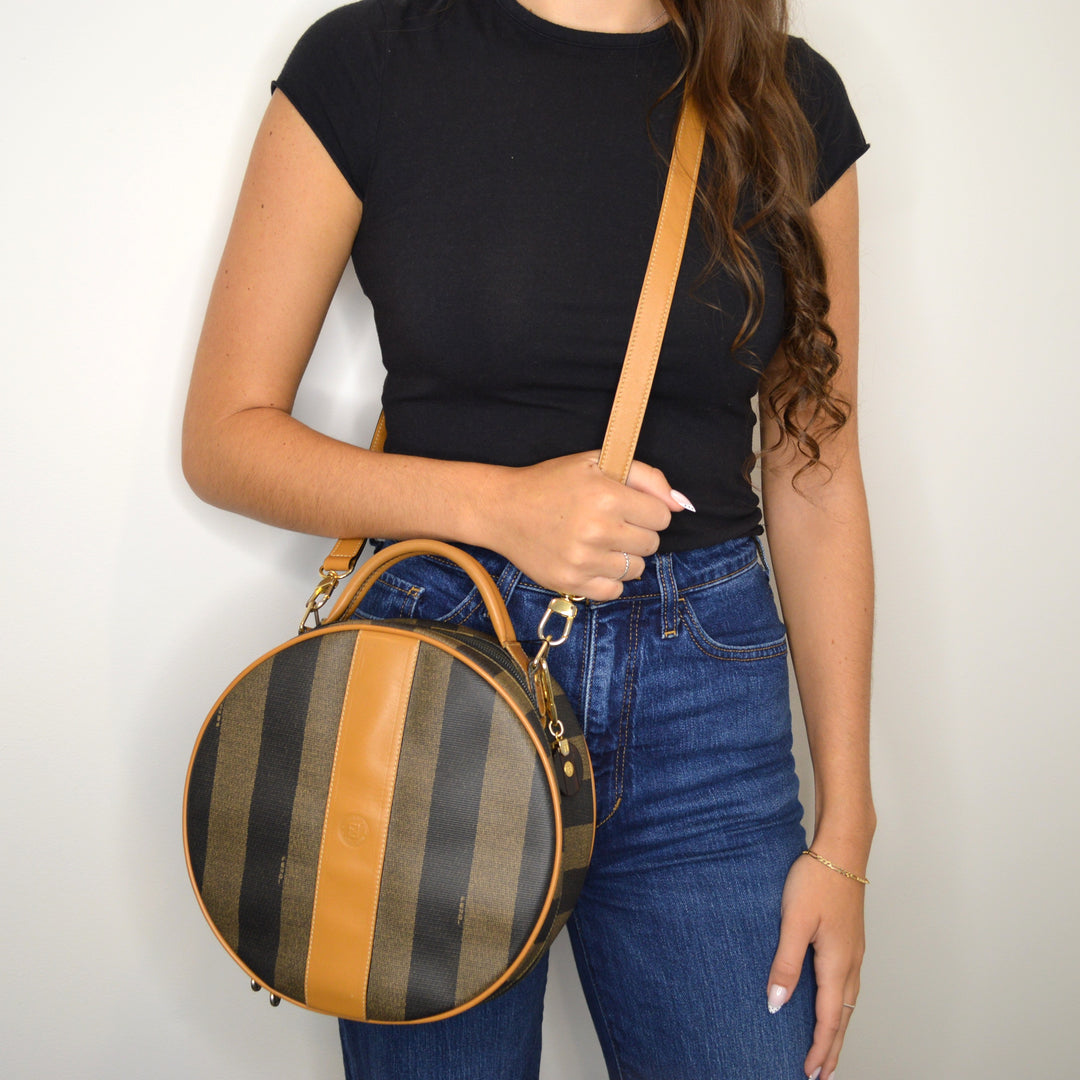 Vintage Pequin Striped Round Crossbody