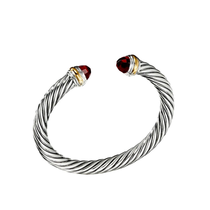 Garnet Cable Bracelet 7mm