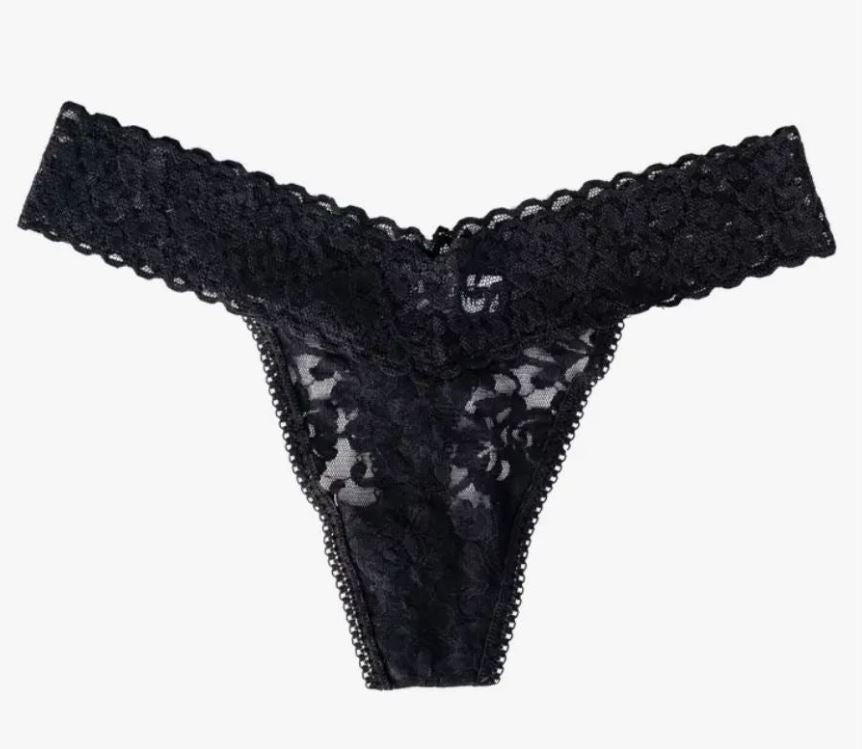 Panic Panties Mid-Rise Lace Thong - Black