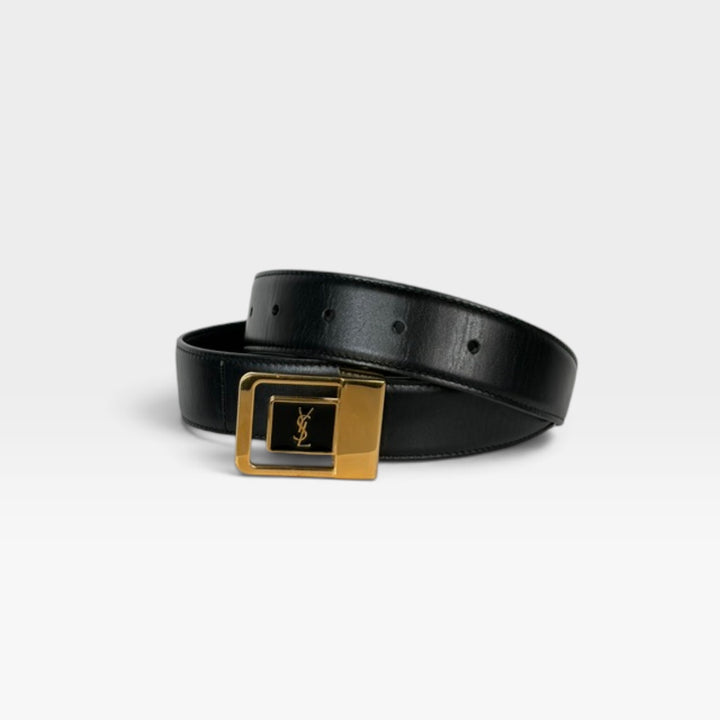 Square Buckle LA 66 Gold and Black Belt | Size 80