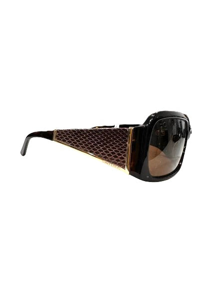 Square Snakeskin Trim Sunglasses