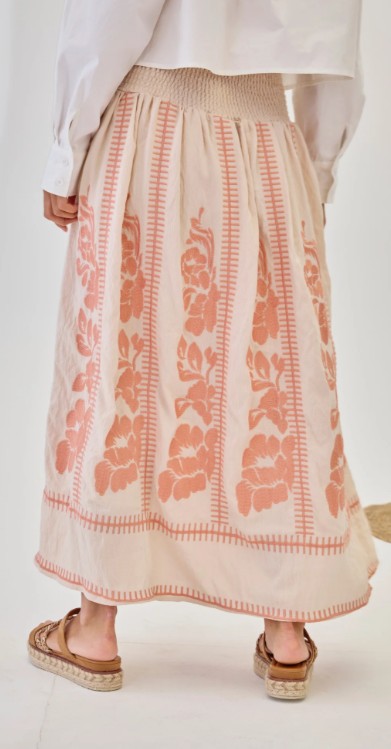 Embroidered Midi Skirt