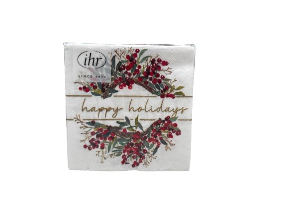 IHR Happy Holidays Paper Cocktail Napkins Pack of 20