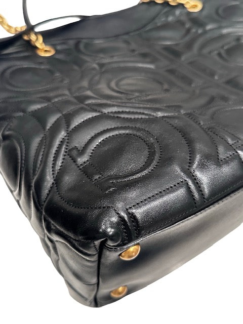 Gancini Quilted Leather Tote