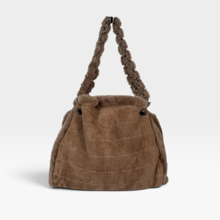 Vintage Shearling and Suede Choco Bar Tote