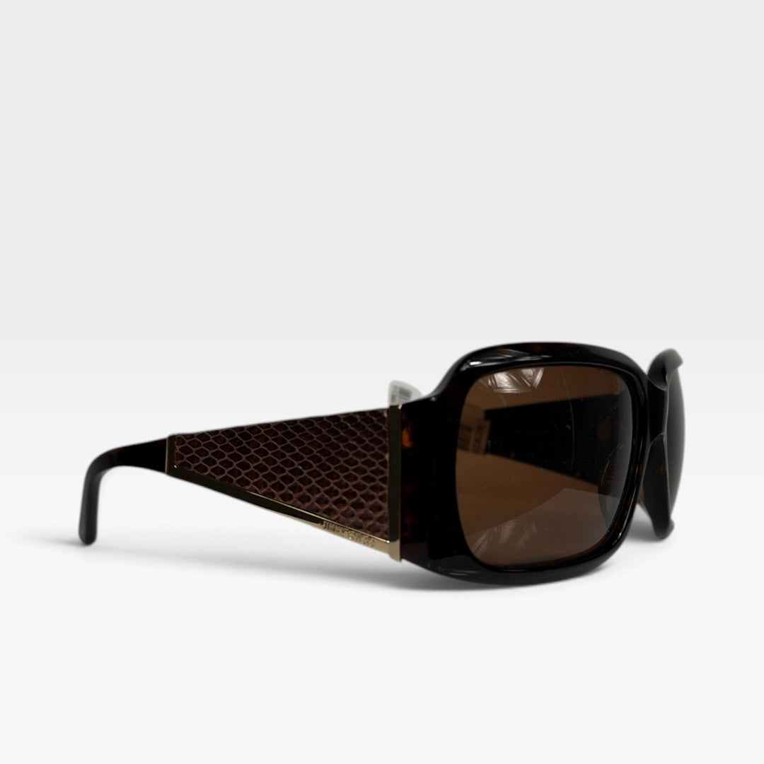 Square Snakeskin Trim Sunglasses